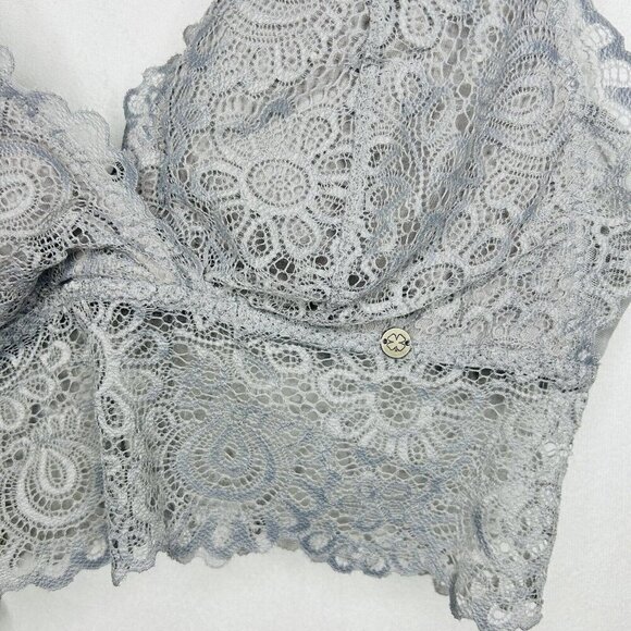 Lucky Brand Sz Small Lot of 2 Lace Bralettes Gray / Dark Teal Wireless Pullover - Picture 9 of 12